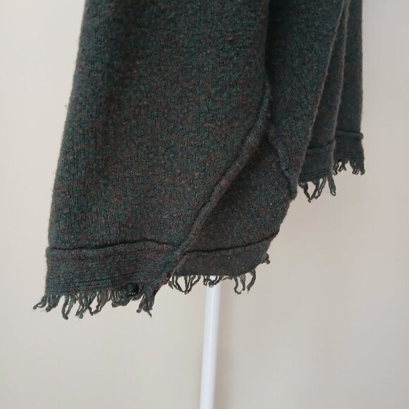 Free People Irresistible V neck Sweater Fringe Wool Blend Green Size S - Picture 6 of 8